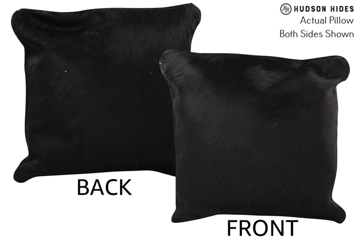 Solid Black 16"x16" Brazilian Cowhide Pillow #74248 by Hudson Hides