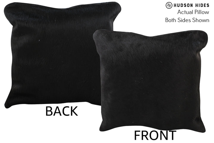 Solid Black 16"x16" Brazilian Cowhide Pillow #74252 by Hudson Hides