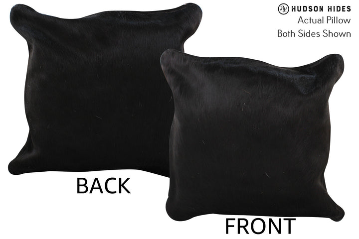 Solid Black 16"x16" Brazilian Cowhide Pillow #74259 by Hudson Hides