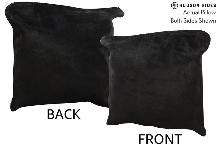 Solid Black 16"x16" Brazilian Cowhide Pillow #74275 by Hudson Hides