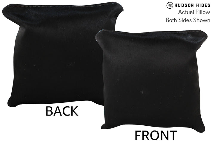 Solid Black 16"x16" Brazilian Cowhide Pillow #74281 by Hudson Hides
