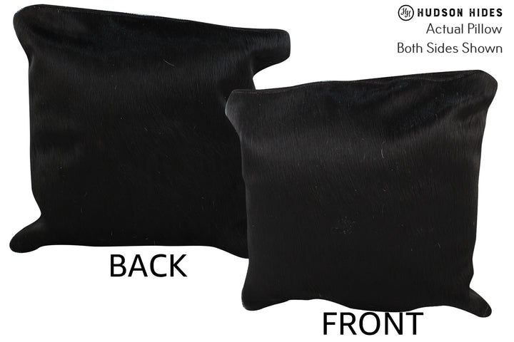 Solid Black 16"x16" Brazilian Cowhide Pillow #74292 by Hudson Hides