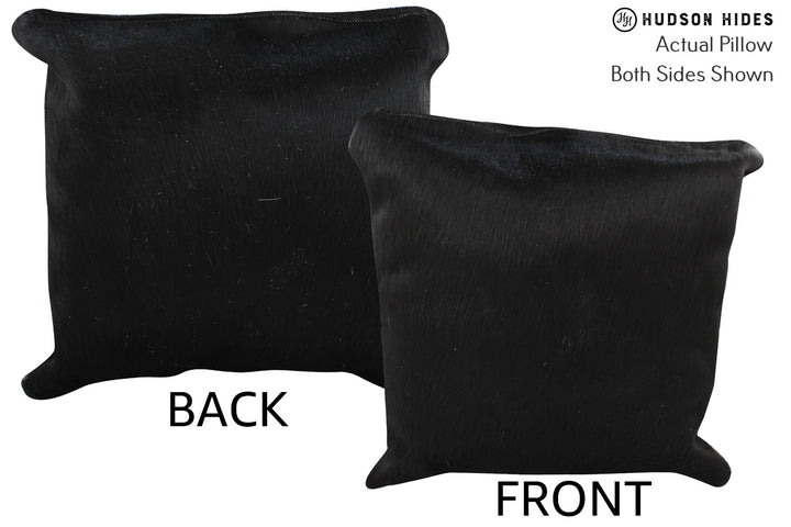 Solid Black 16"x16" Brazilian Cowhide Pillow #74296 by Hudson Hides