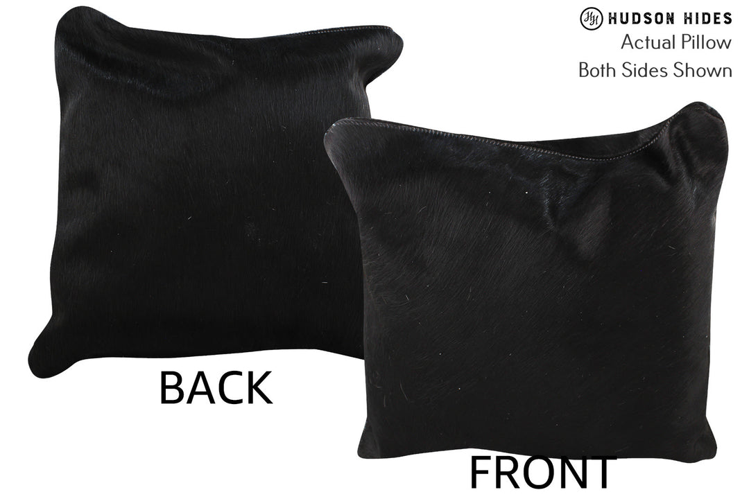 Solid Black Pillow 16"x16"#74318 by Hudson Hides