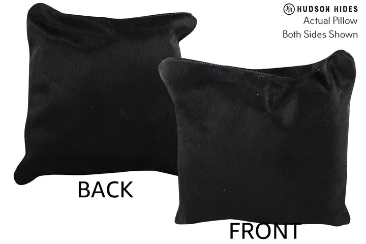 Solid Black 16"x16" Brazilian Cowhide Pillow #74318 by Hudson Hides