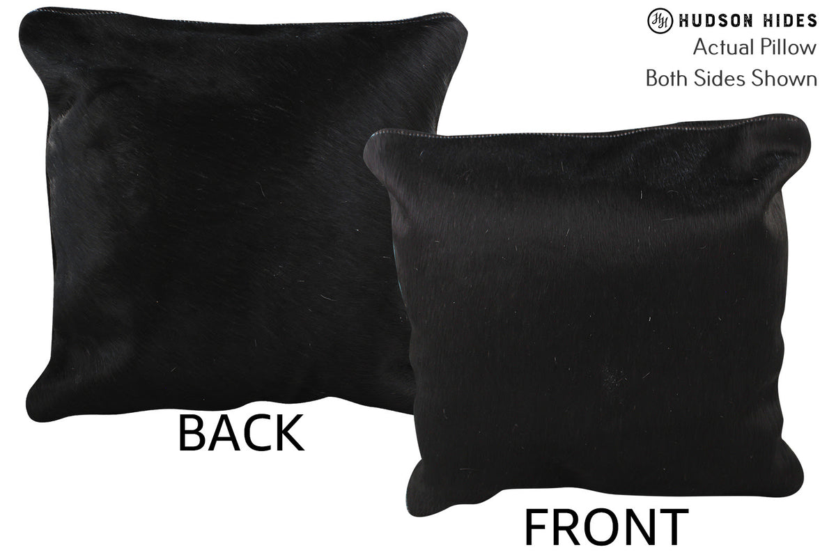 Solid Black Cowhide Pillow #74325