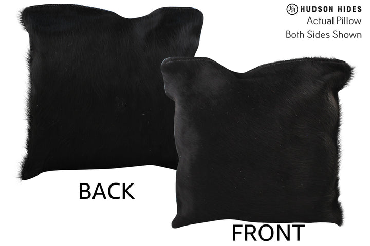 Solid Black 16"x16" Brazilian Cowhide Pillow #74331 by Hudson Hides