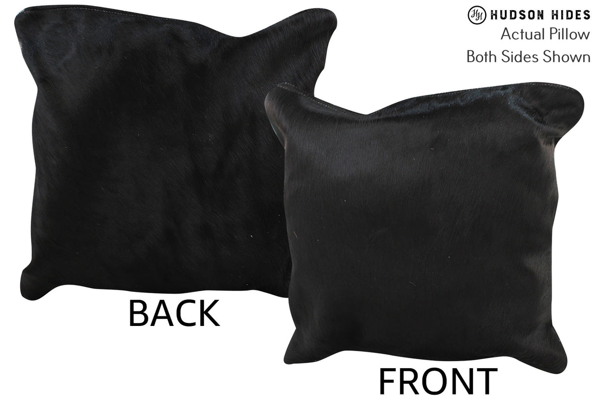 Solid Black Cowhide Pillow #74342