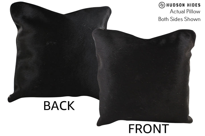 Solid Black 16"x16" Brazilian Cowhide Pillow #74361 by Hudson Hides