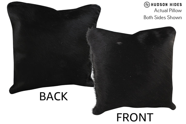 Solid Black 16"x16" Brazilian Cowhide Pillow #74363 by Hudson Hides