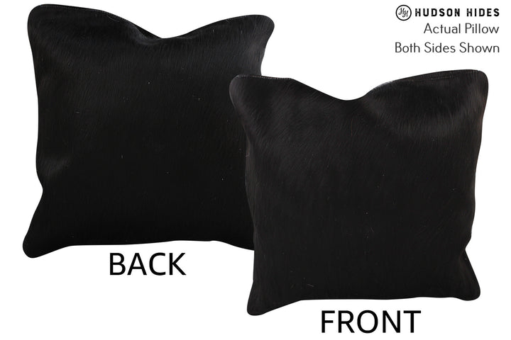 Solid Black 16"x16" Brazilian Cowhide Pillow #74369 by Hudson Hides