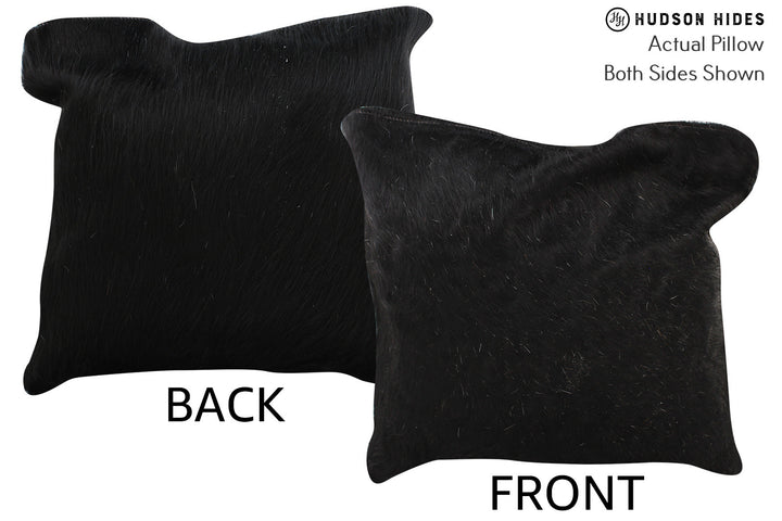 Solid Black 16"x16" Brazilian Cowhide Pillow #74380 by Hudson Hides