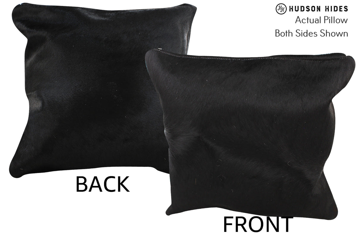 Solid Black Cowhide Pillow #74390