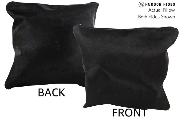 Solid Black 16"x16" Brazilian Cowhide Pillow #74390 by Hudson Hides