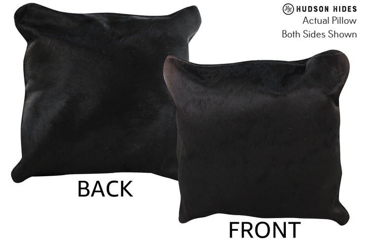 Solid Black 16"x16" Brazilian Cowhide Pillow #74396 by Hudson Hides