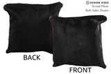 Solid Black 16"x16" Brazilian Cowhide Pillow #74401 by Hudson Hides