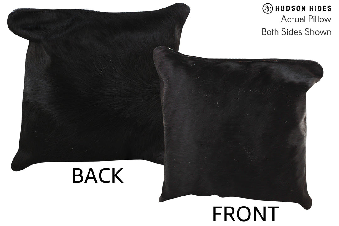 Solid Black Pillow 16"x16"#74405 by Hudson Hides