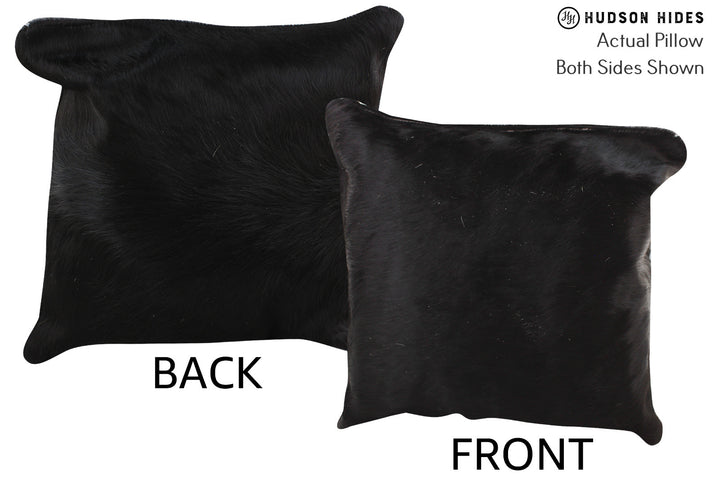 Solid Black 16"x16" Brazilian Cowhide Pillow #74405 by Hudson Hides