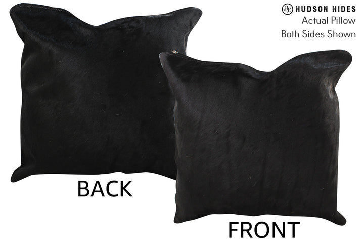 Solid Black 16"x16" Brazilian Cowhide Pillow #74413 by Hudson Hides