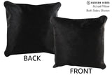 Solid Black 16"x16" Brazilian Cowhide Pillow #74421 by Hudson Hides