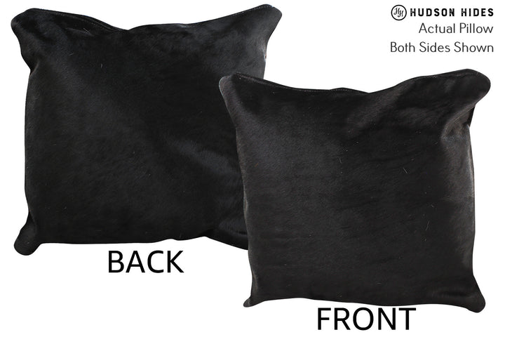 Solid Black 16"x16" Brazilian Cowhide Pillow #74427 by Hudson Hides