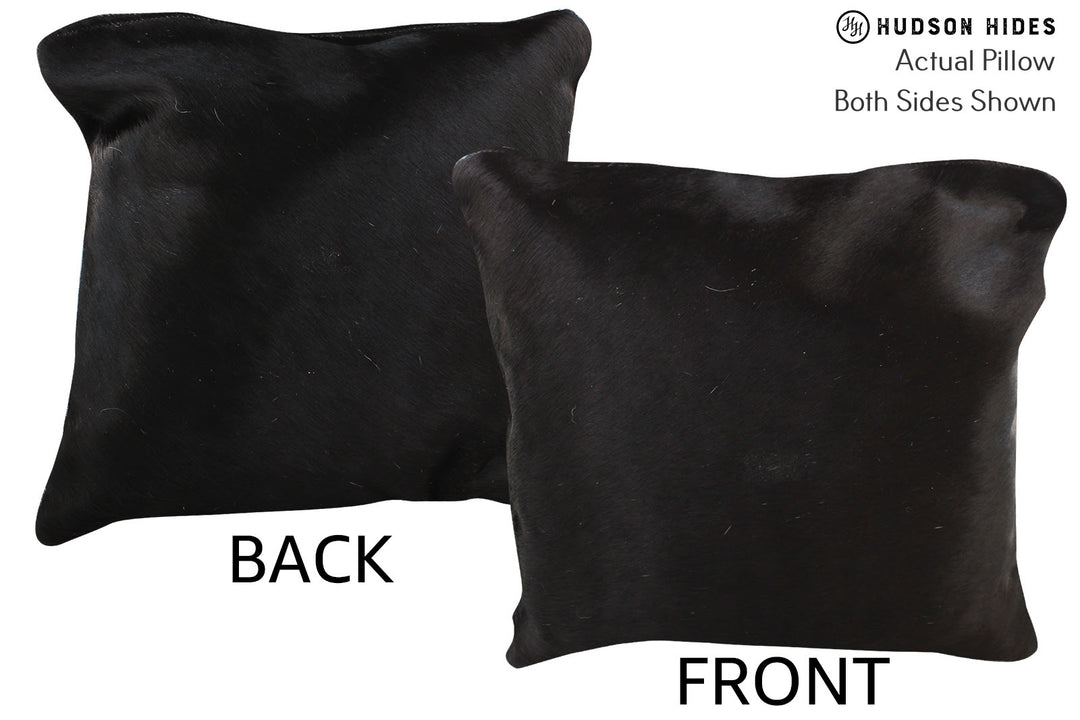 Solid Black Pillow 16"x16"#74436 by Hudson Hides