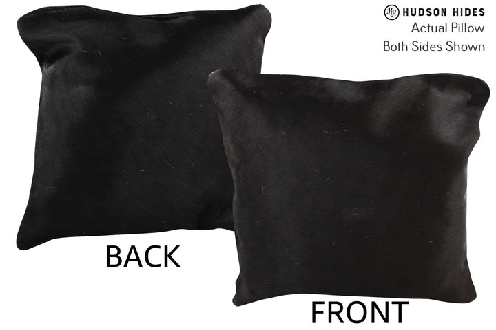 Solid Black 16"x16" Brazilian Cowhide Pillow #74436 by Hudson Hides
