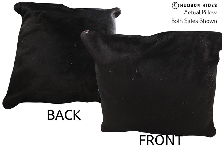 Solid Black 16"x16" Brazilian Cowhide Pillow #74456 by Hudson Hides