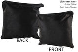 Solid Black 16"x16" Brazilian Cowhide Pillow #74459 by Hudson Hides