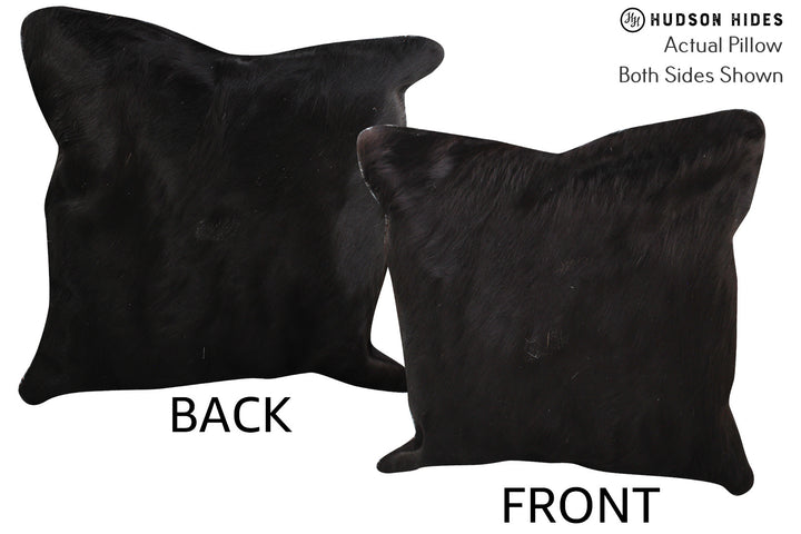 Solid Black 16"x16" Brazilian Cowhide Pillow #74476 by Hudson Hides