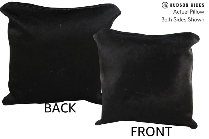 Solid Black 16"x16" Brazilian Cowhide Pillow #74479 by Hudson Hides