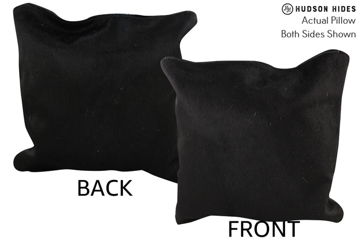 Solid Black 16"x16" Brazilian Cowhide Pillow #74483 by Hudson Hides