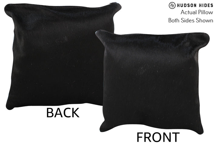 Solid Black 16"x16" Brazilian Cowhide Pillow #74491 by Hudson Hides