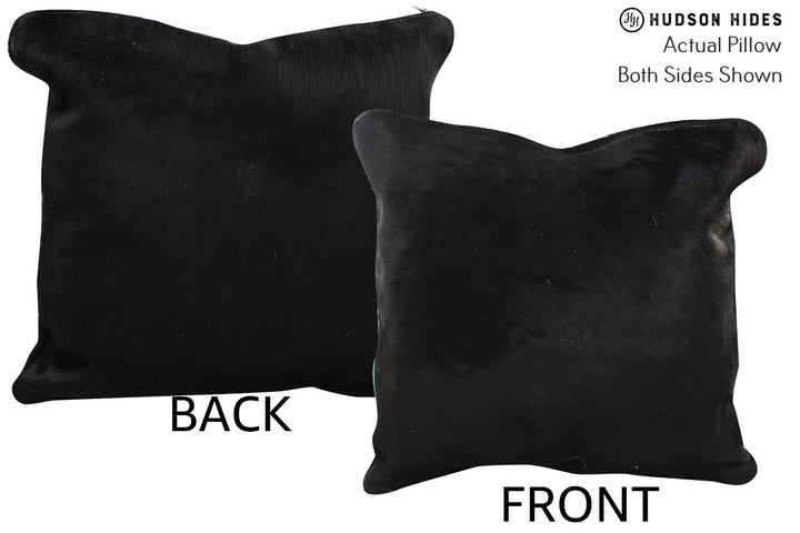 Solid Black 16"x16" Brazilian Cowhide Pillow #74501 by Hudson Hides