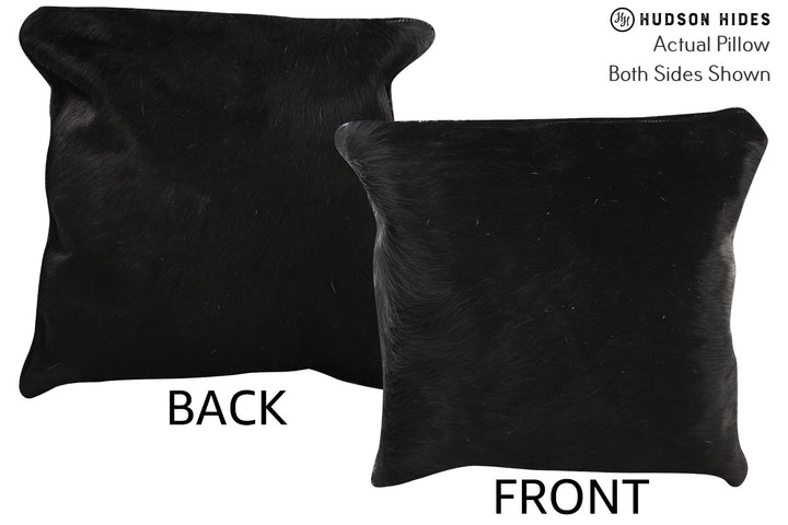 Solid Black 16"x16" Brazilian Cowhide Pillow #74505 by Hudson Hides