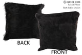 Solid Black 16"x16" Brazilian Cowhide Pillow #74511 by Hudson Hides