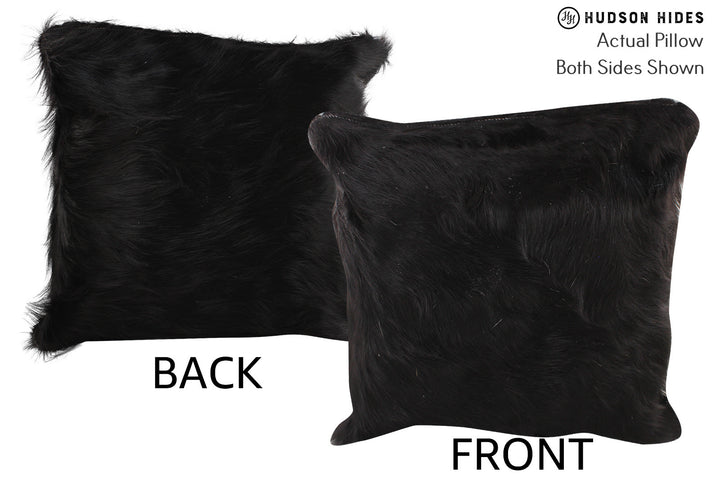 Solid Black 16"x16" Brazilian Cowhide Pillow #74511 by Hudson Hides