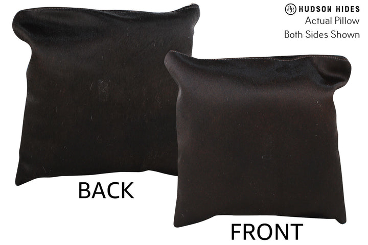 Solid Black 16"x16" Brazilian Cowhide Pillow #74524 by Hudson Hides