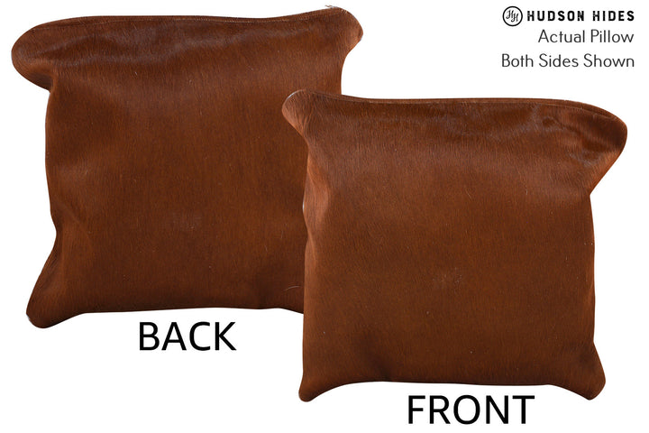 Solid Brown 16"x16" Brazilian Cowhide Pillow #74527 by Hudson Hides