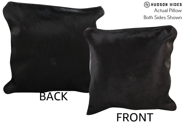 Solid Black 16"x16" Brazilian Cowhide Pillow #74528 by Hudson Hides