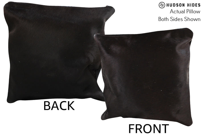 Solid Black 16"x16" Brazilian Cowhide Pillow #74533 by Hudson Hides