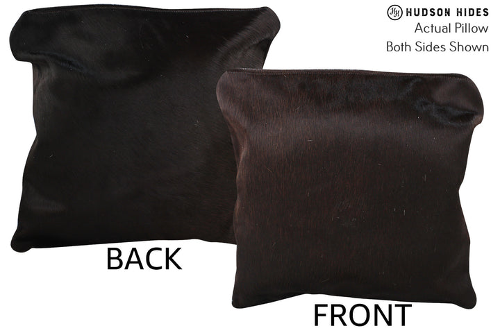 Solid Black 16"x16" Brazilian Cowhide Pillow #74539 by Hudson Hides