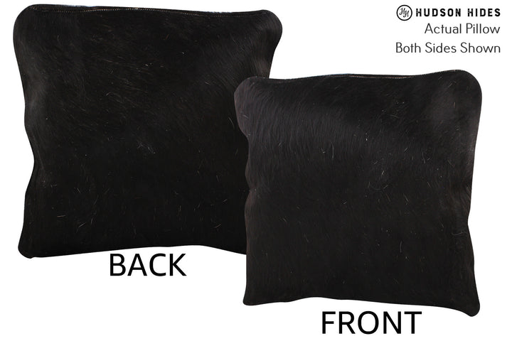 Solid Black 16"x16" Brazilian Cowhide Pillow #74545 by Hudson Hides