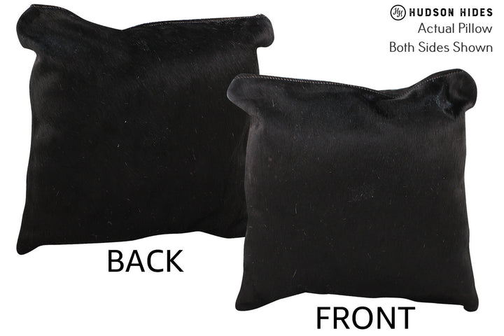 Solid Black 16"x16" Brazilian Cowhide Pillow #74550 by Hudson Hides