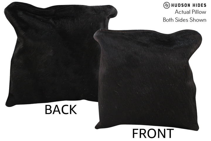 Solid Black 16"x16" Brazilian Cowhide Pillow #74559 by Hudson Hides