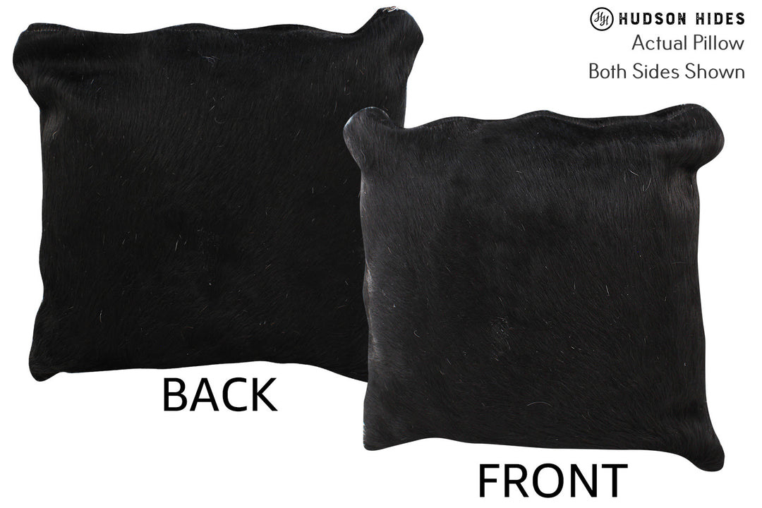 Solid Black Pillow 16"x16"#74573 by Hudson Hides