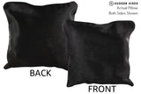 Solid Black 16"x16" Brazilian Cowhide Pillow #74581 by Hudson Hides