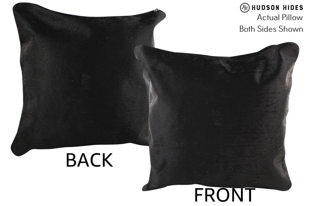 Solid Black Pillow 16"x16"#74613 by Hudson Hides