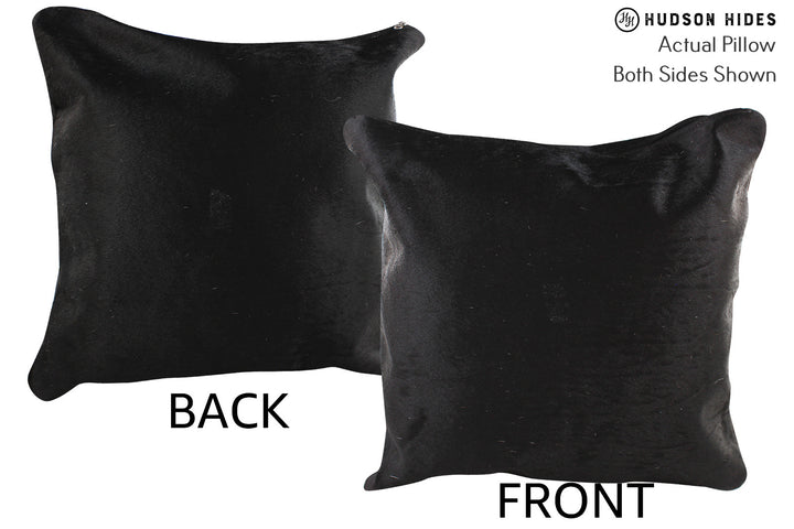 Solid Black 16"x16" Brazilian Cowhide Pillow #74613 by Hudson Hides