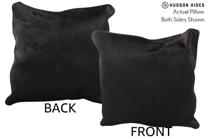 Solid Black 16"x16" Brazilian Cowhide Pillow #74657 by Hudson Hides